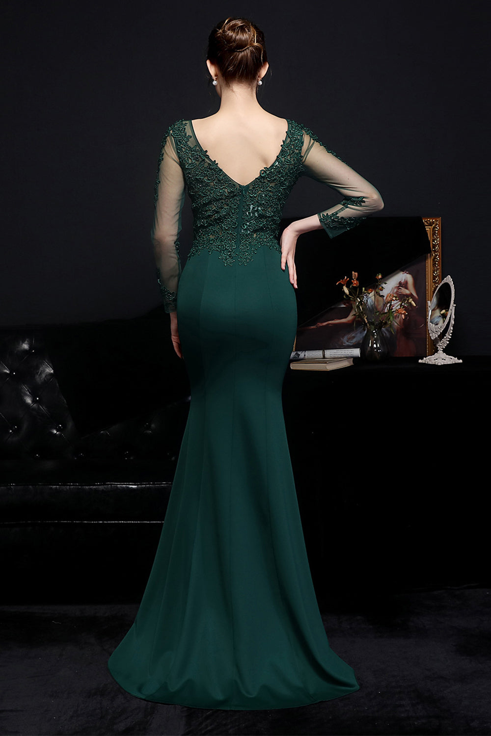 White Applique Mermaid Prom Dress