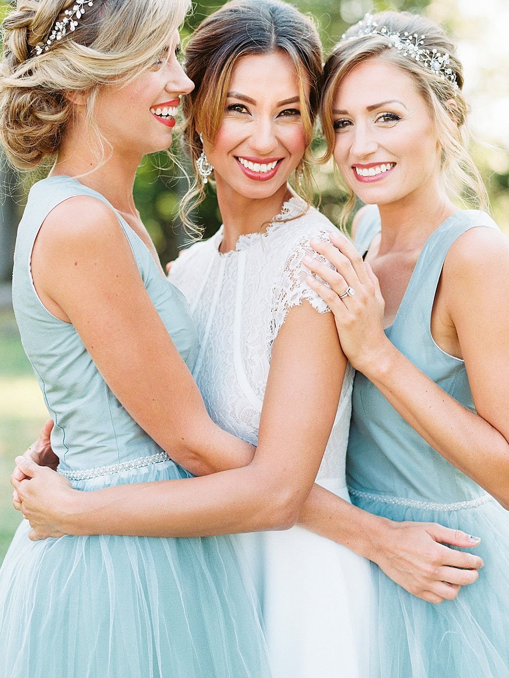 A-line Square High-Low Tulle Beaded Simple Bridesmaid Dresses