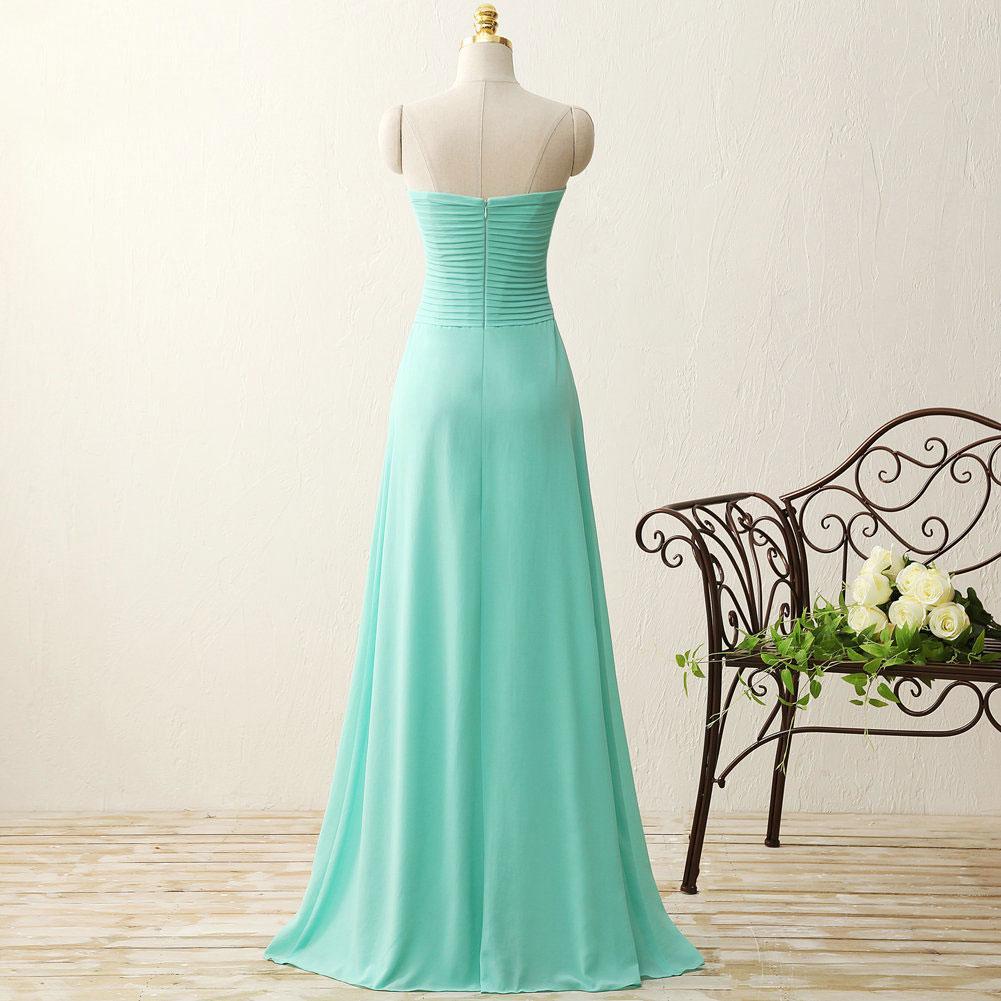 A-line Sweetheart Floor-Length Chiffon Simple Mint Bridesmaid Dresses