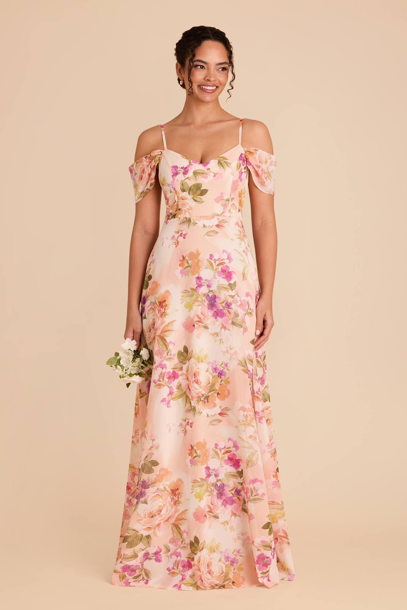 Devin Convertible Dress - Coral Sunset Peonies