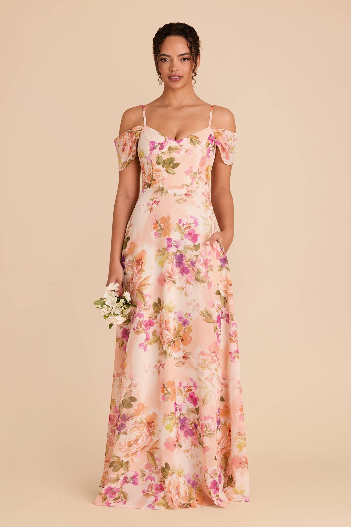 Devin Convertible Dress - Coral Sunset Peonies