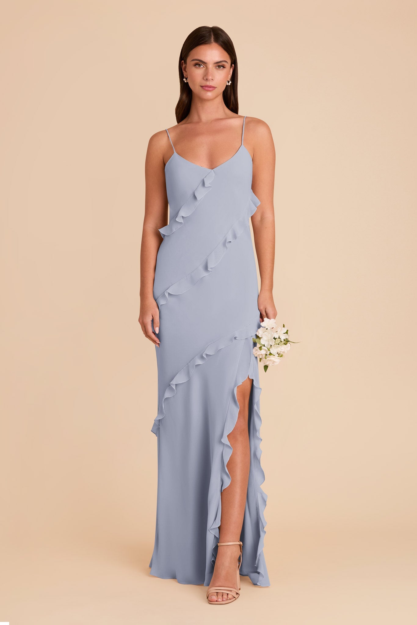 Valentina Chiffon Dress - Dusty Blue