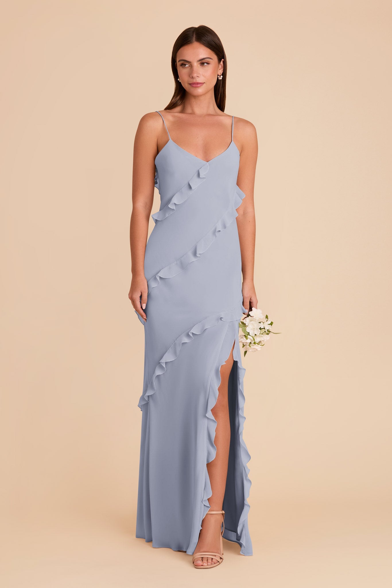 Valentina Chiffon Dress - Dusty Blue