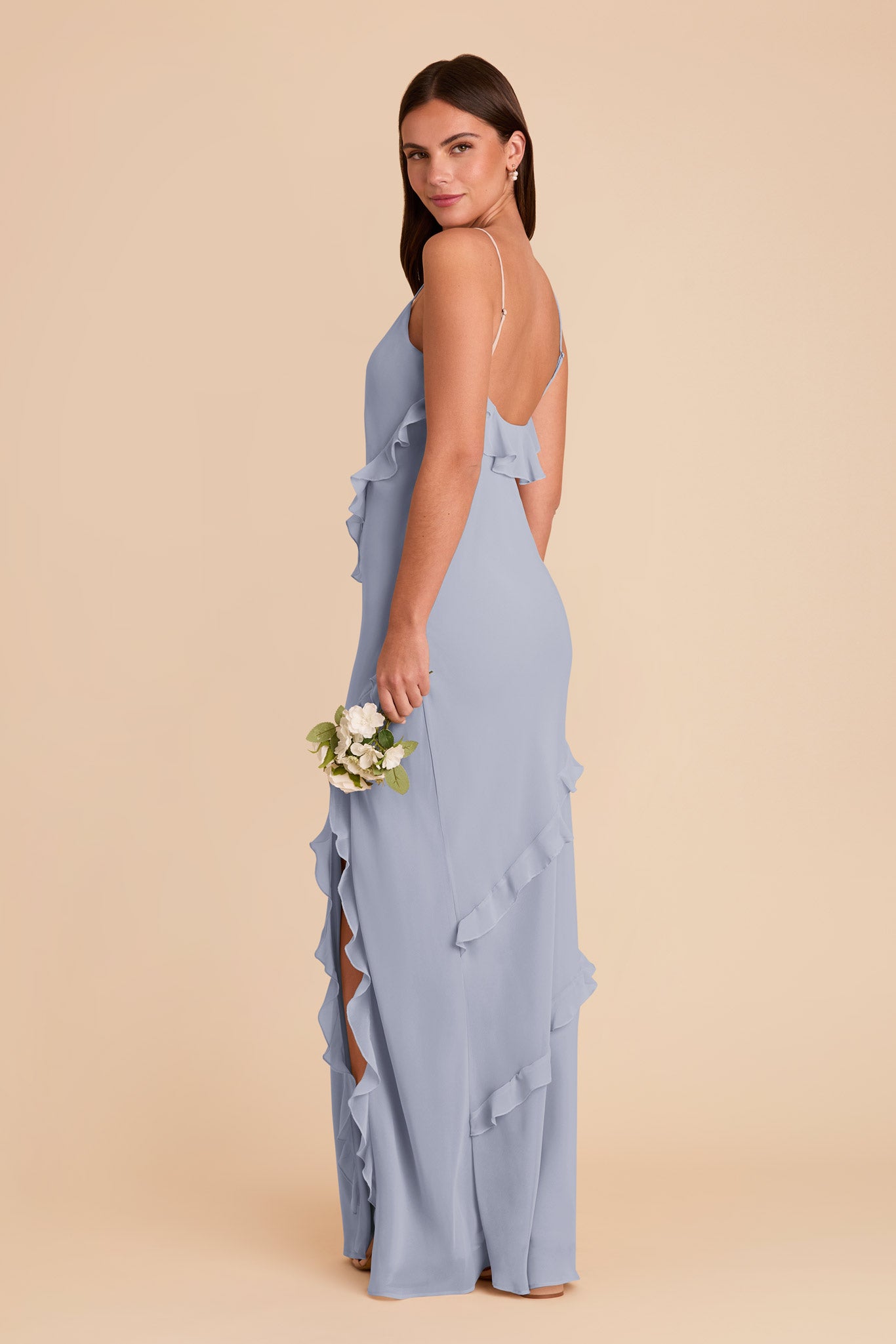 Valentina Chiffon Dress - Dusty Blue