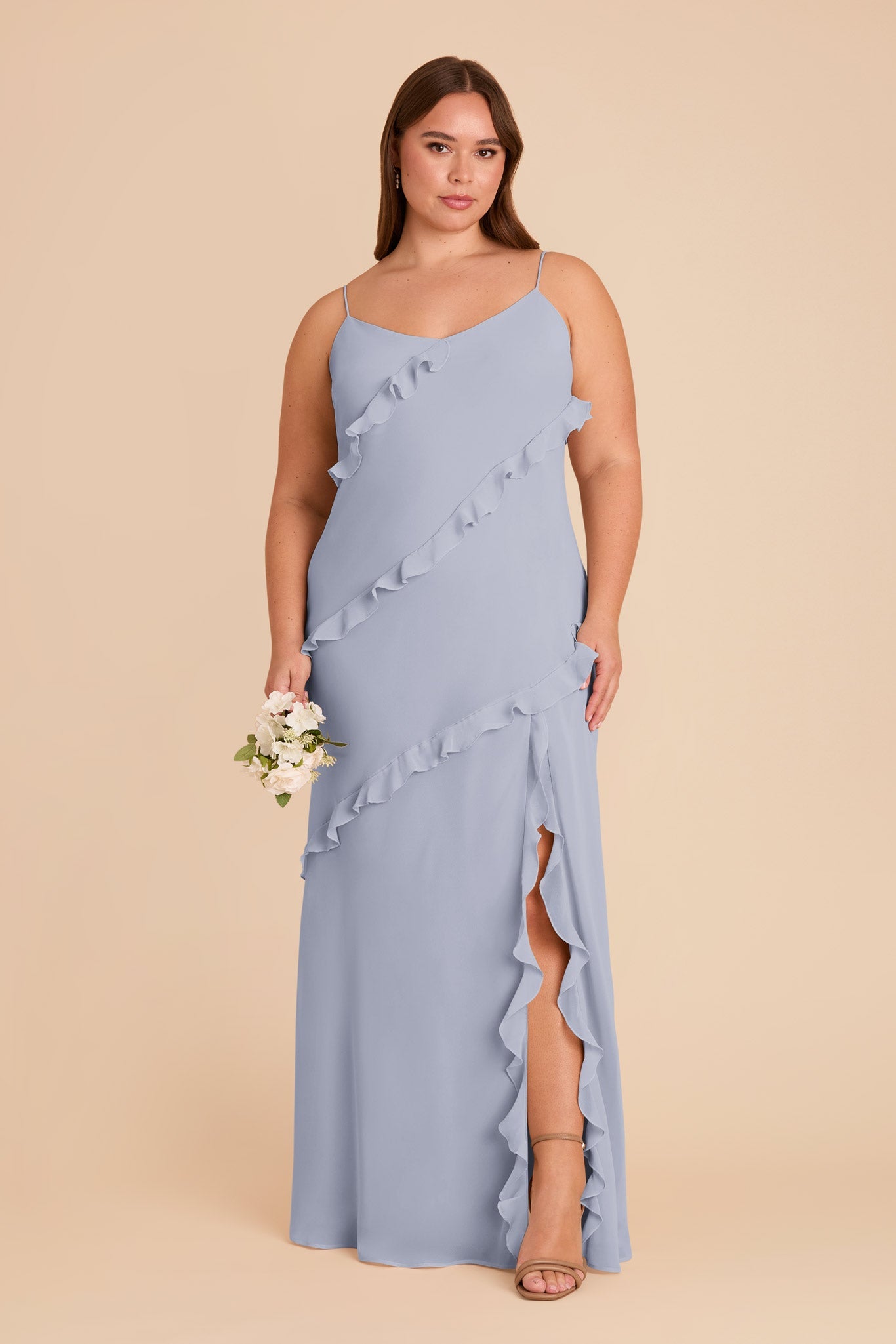 Valentina Chiffon Dress - Dusty Blue