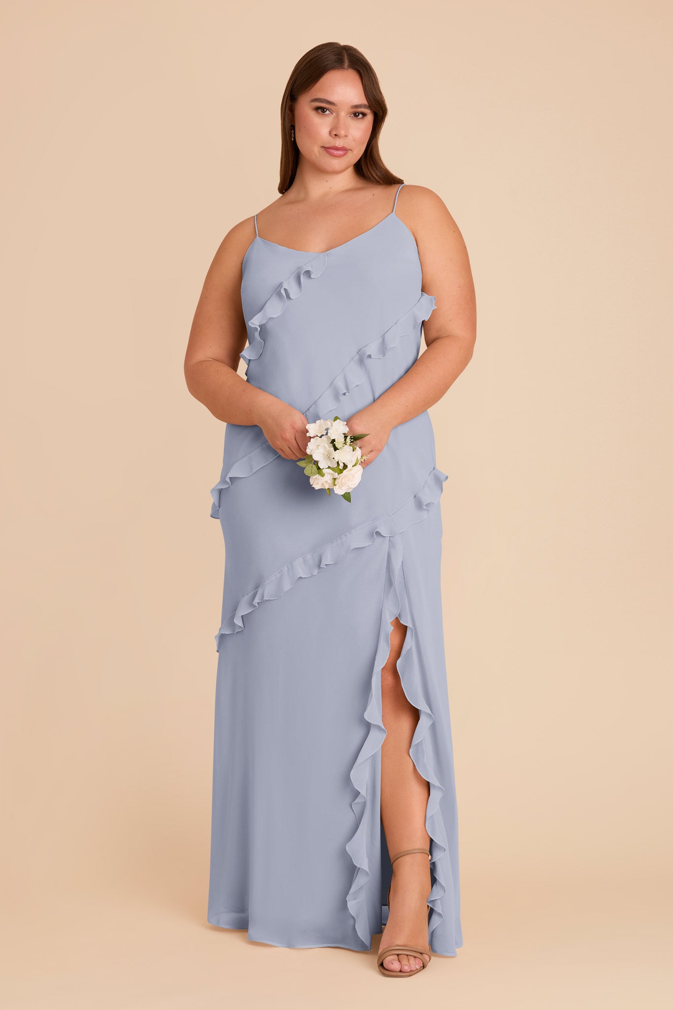 Valentina Chiffon Dress - Dusty Blue