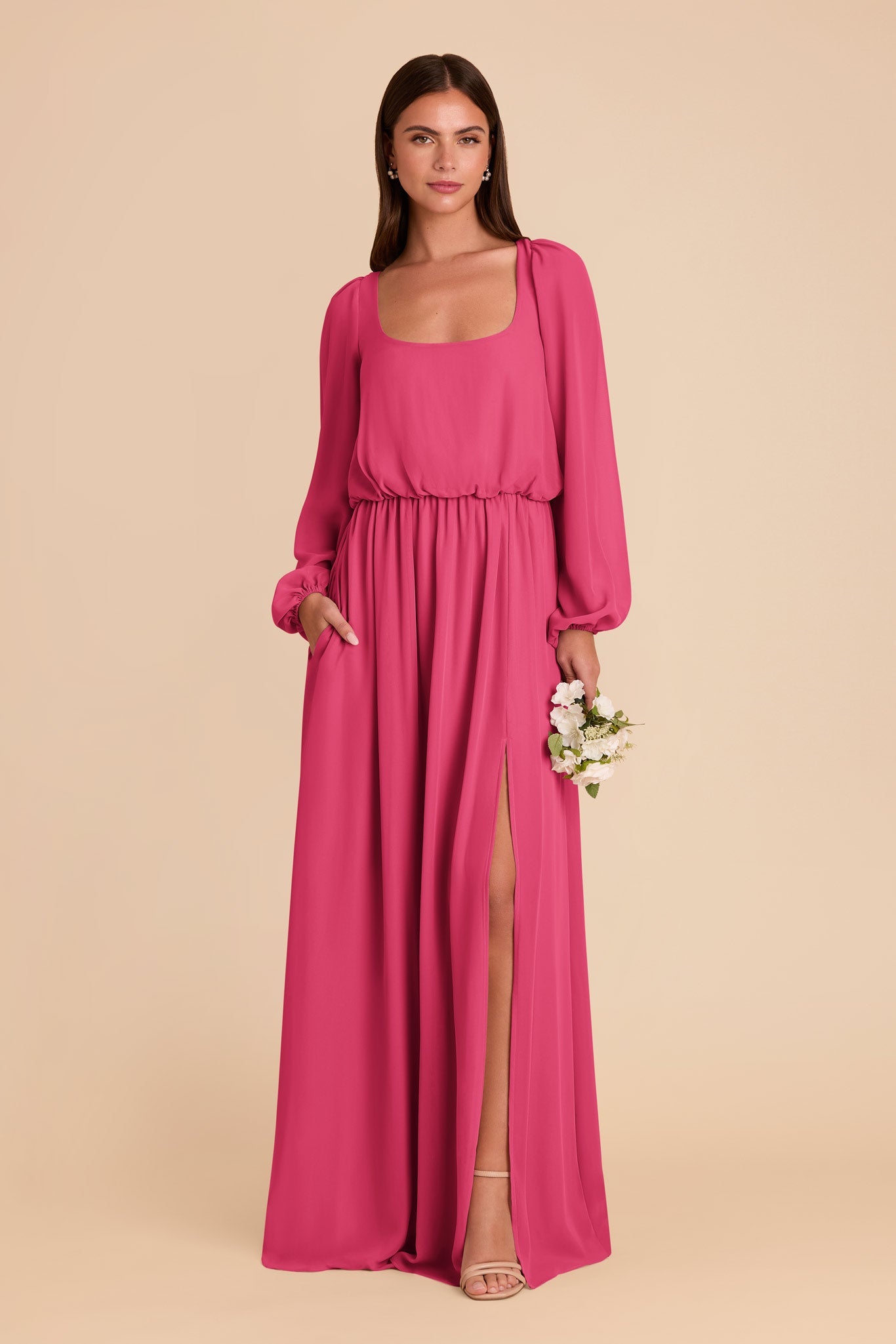 Eloise Chiffon Dress - Fuchsia