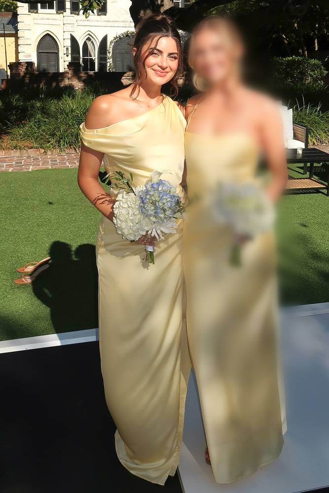 Mermaid Satin One Shoulder Bridesmaid Dress with Slit