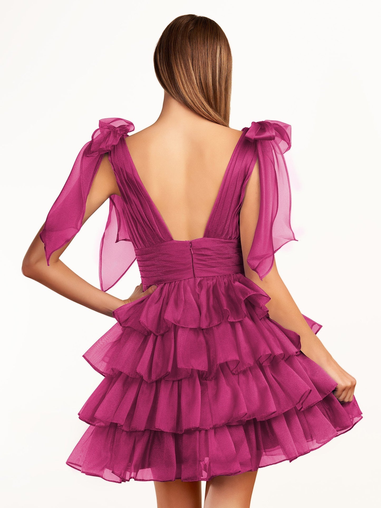 Joleen | Trendy A-Line Royal Blue Tiered Homecoming Dress with Bow