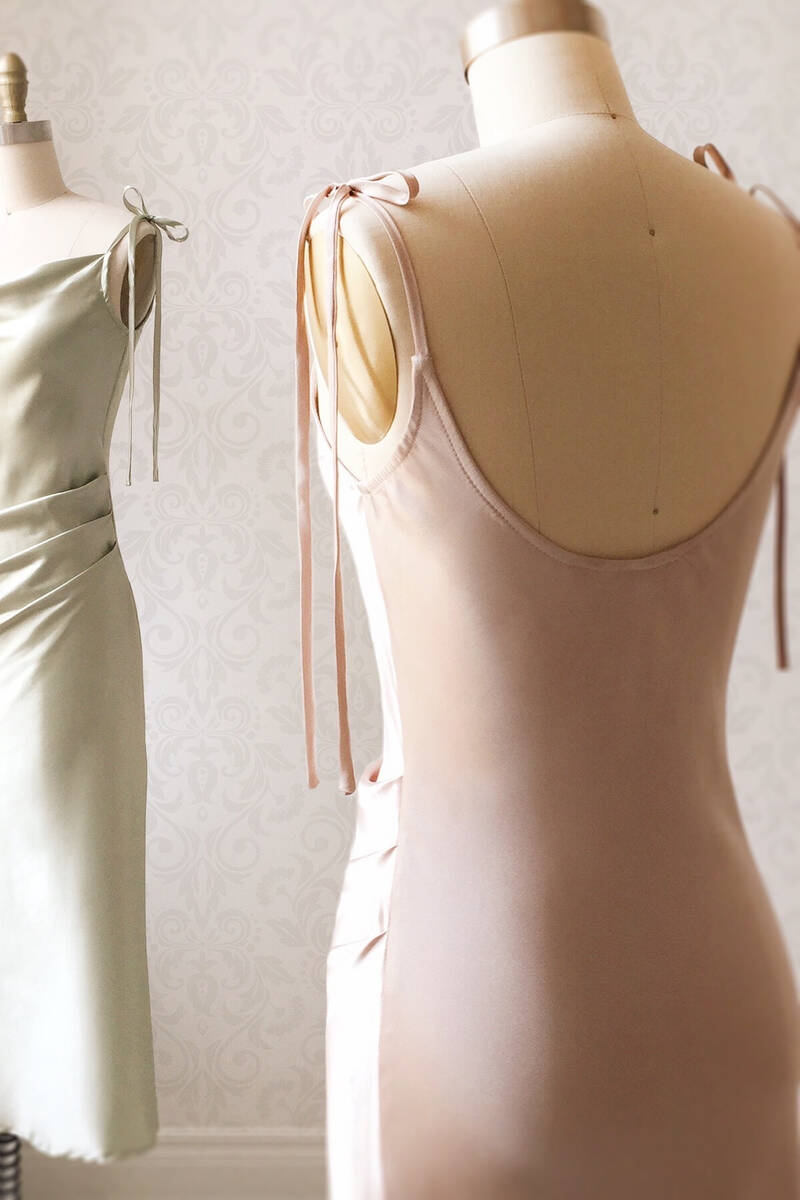 Lamont | Sheath Champagne Long Bridesmaid Dress With Tie Shoulder