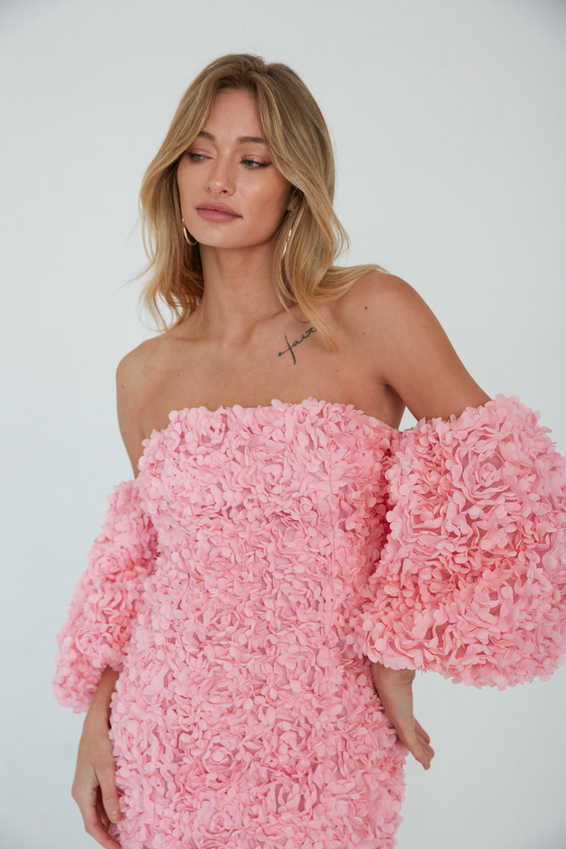 Maylie Flower Applique Mini Dress