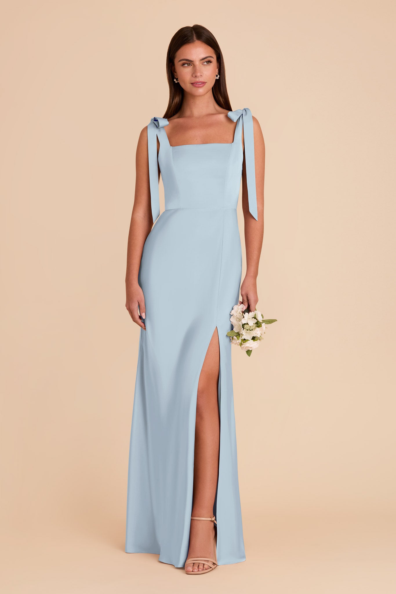 Alex Convertible Dress Matte Satin - Mist Blue
