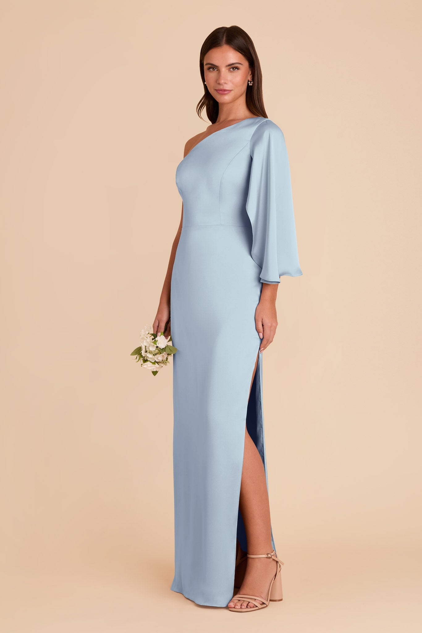 Christine Matte Satin Dress - Mist Blue