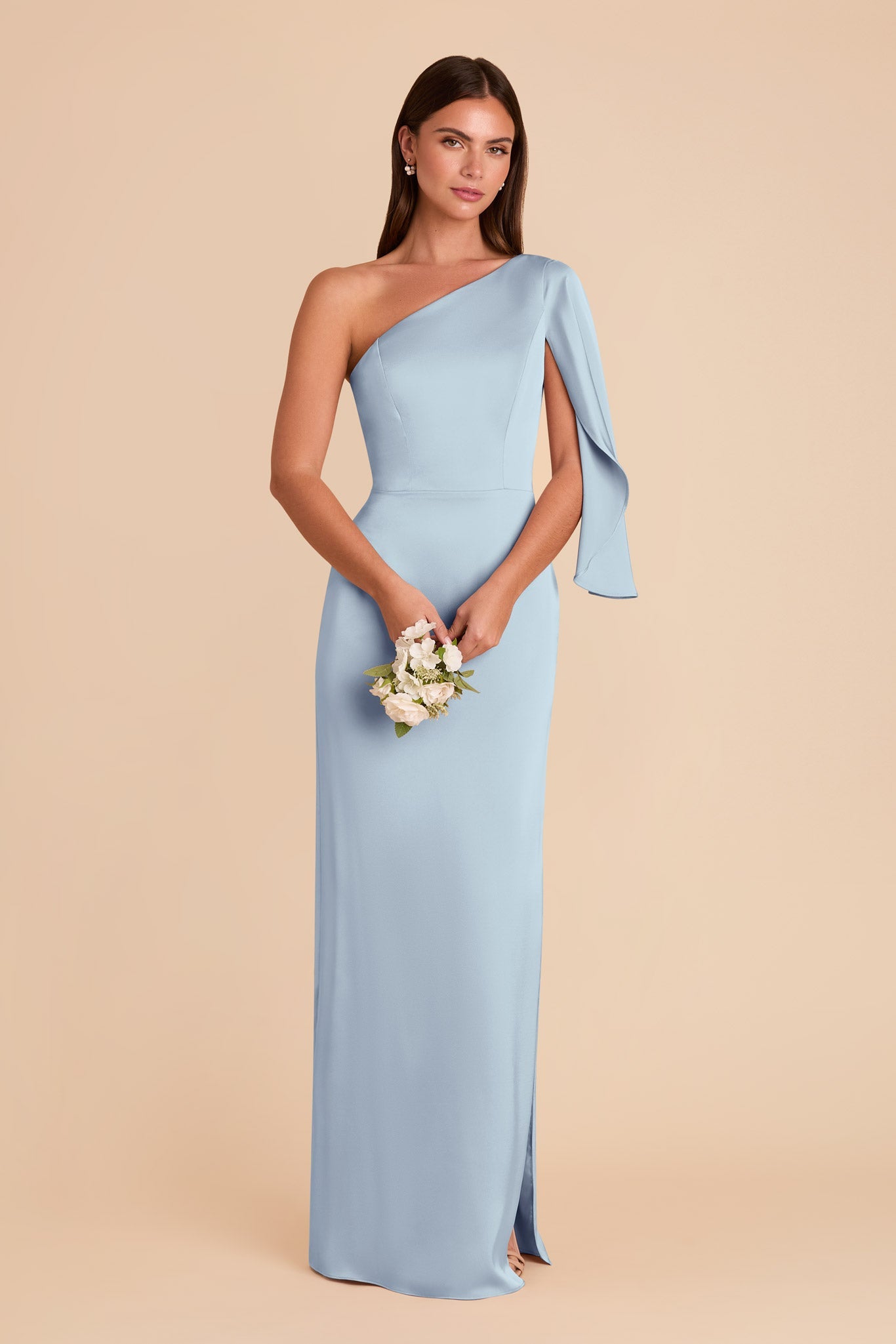 Christine Matte Satin Dress - Mist Blue