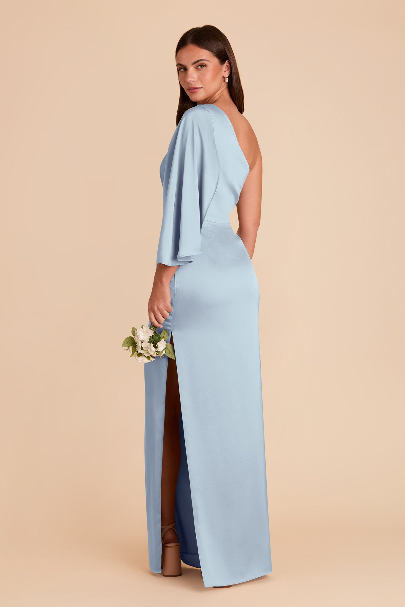 Christine Matte Satin Dress - Mist Blue