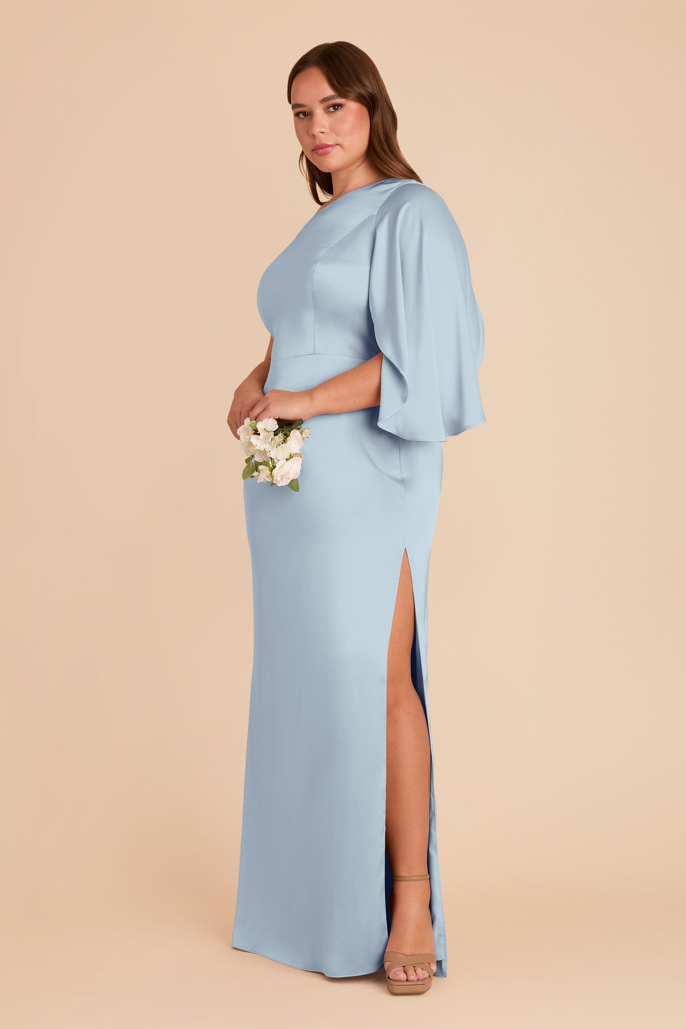 Christine Matte Satin Dress - Mist Blue