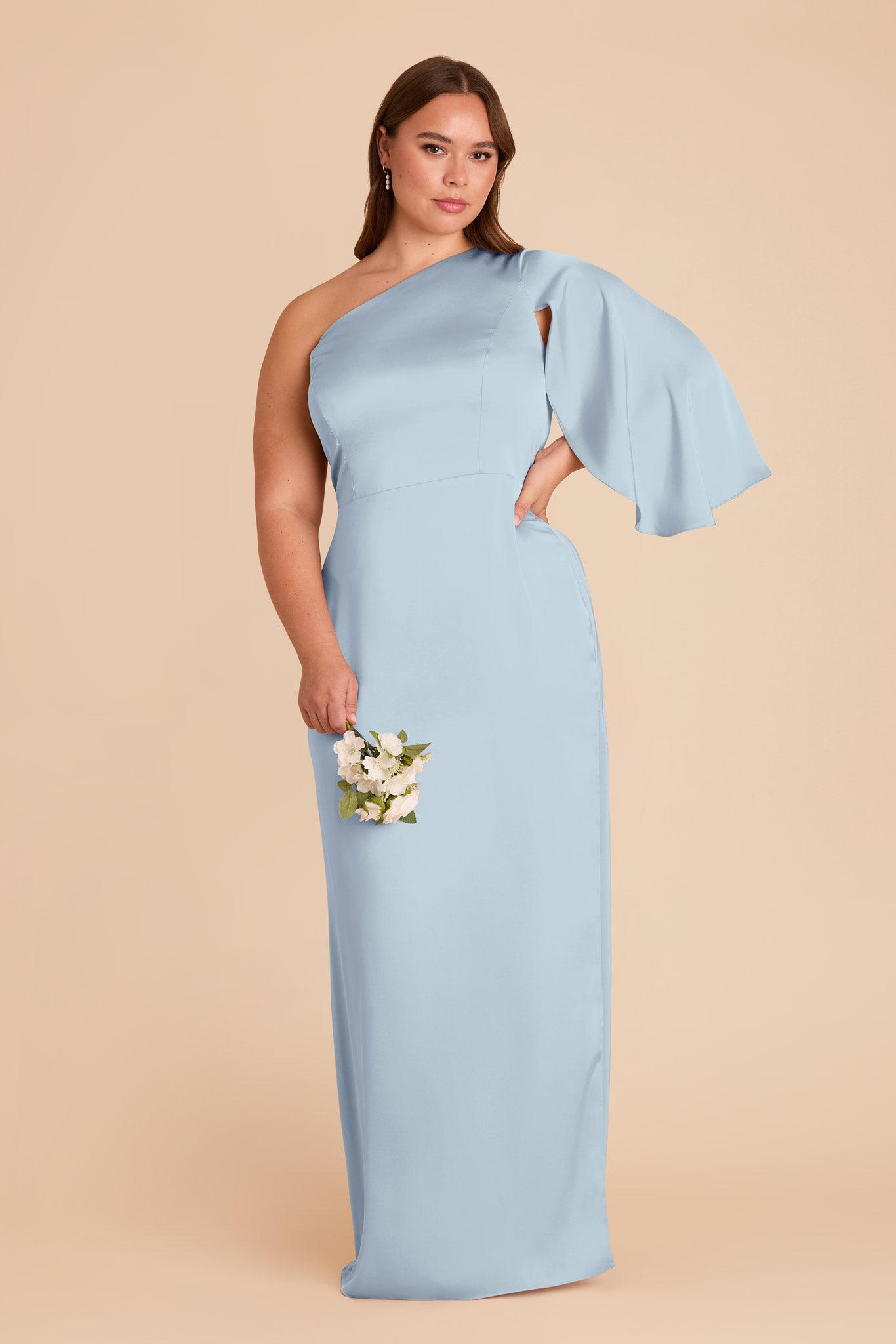 Christine Matte Satin Dress - Mist Blue
