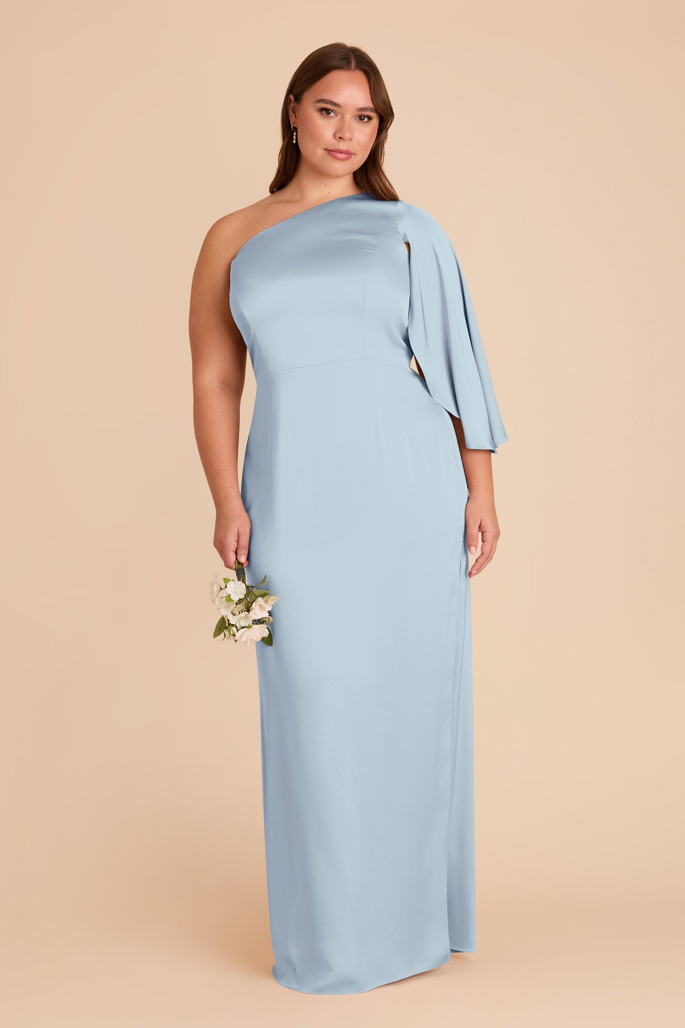 Christine Matte Satin Dress - Mist Blue