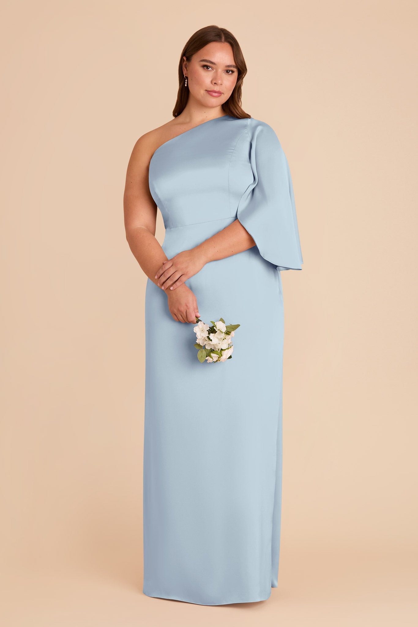 Christine Matte Satin Dress - Mist Blue