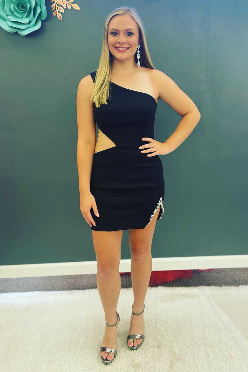 Yedda | One-Shoulder Cutout Short Party Dress with Slit