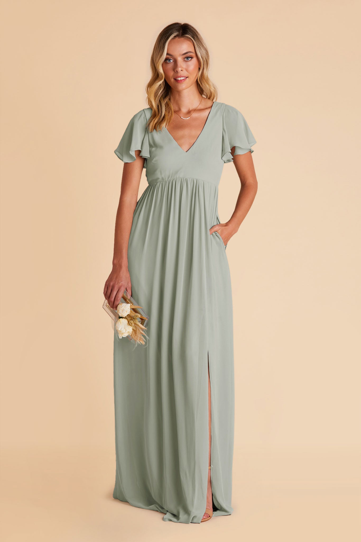 Hannah Empire Dress - Sage