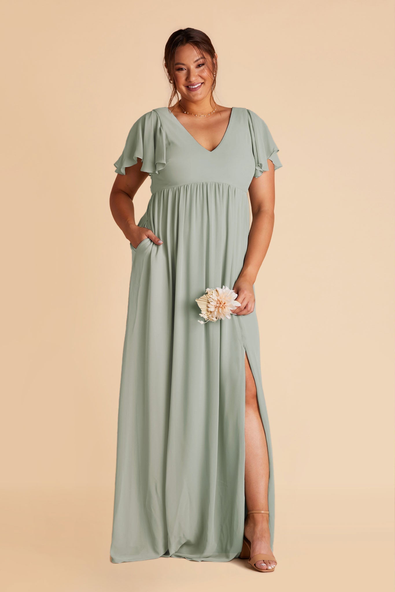 Hannah Empire Dress - Sage