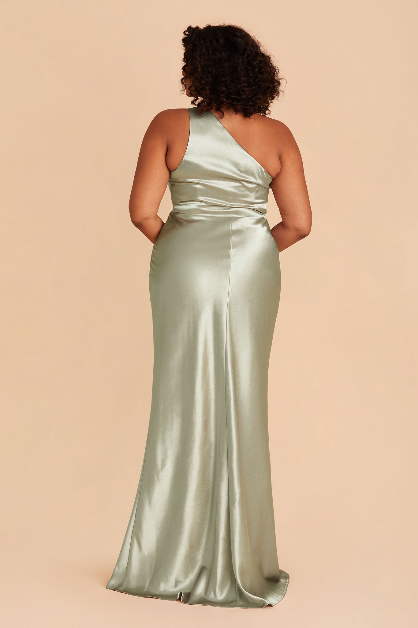 Kira Shiny Satin Dress - Sage