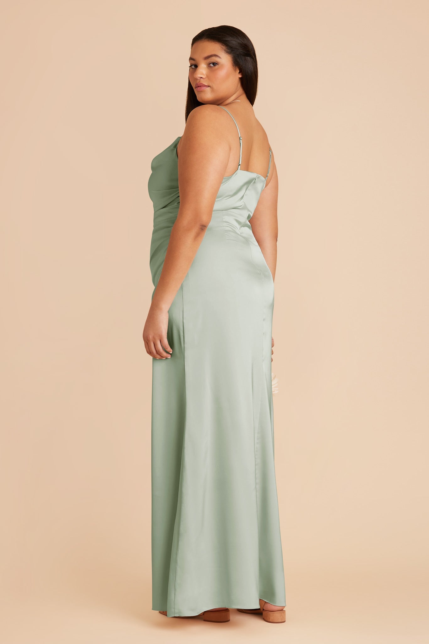 Lydia Matte Satin Dress - Sage