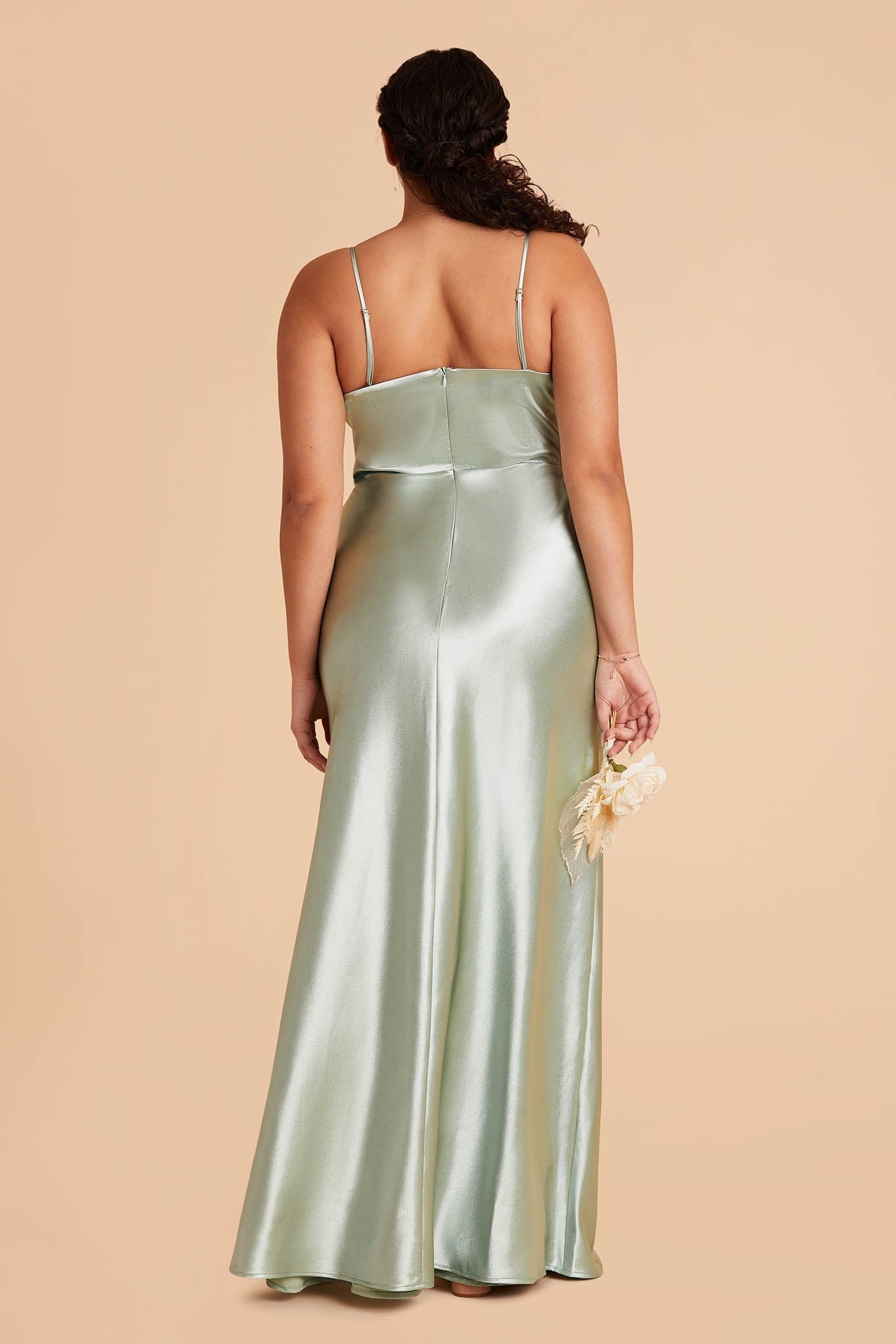 Mia Shiny Satin Convertible Dress - Sage