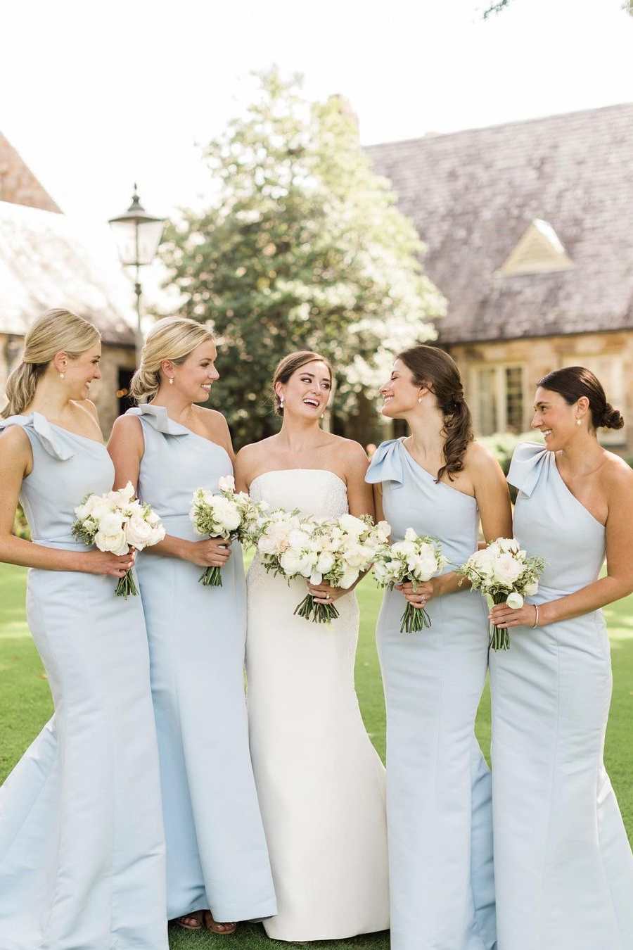 Seneca | Powder Blue One Shoulder Sheath Long Bridesmaid Dress