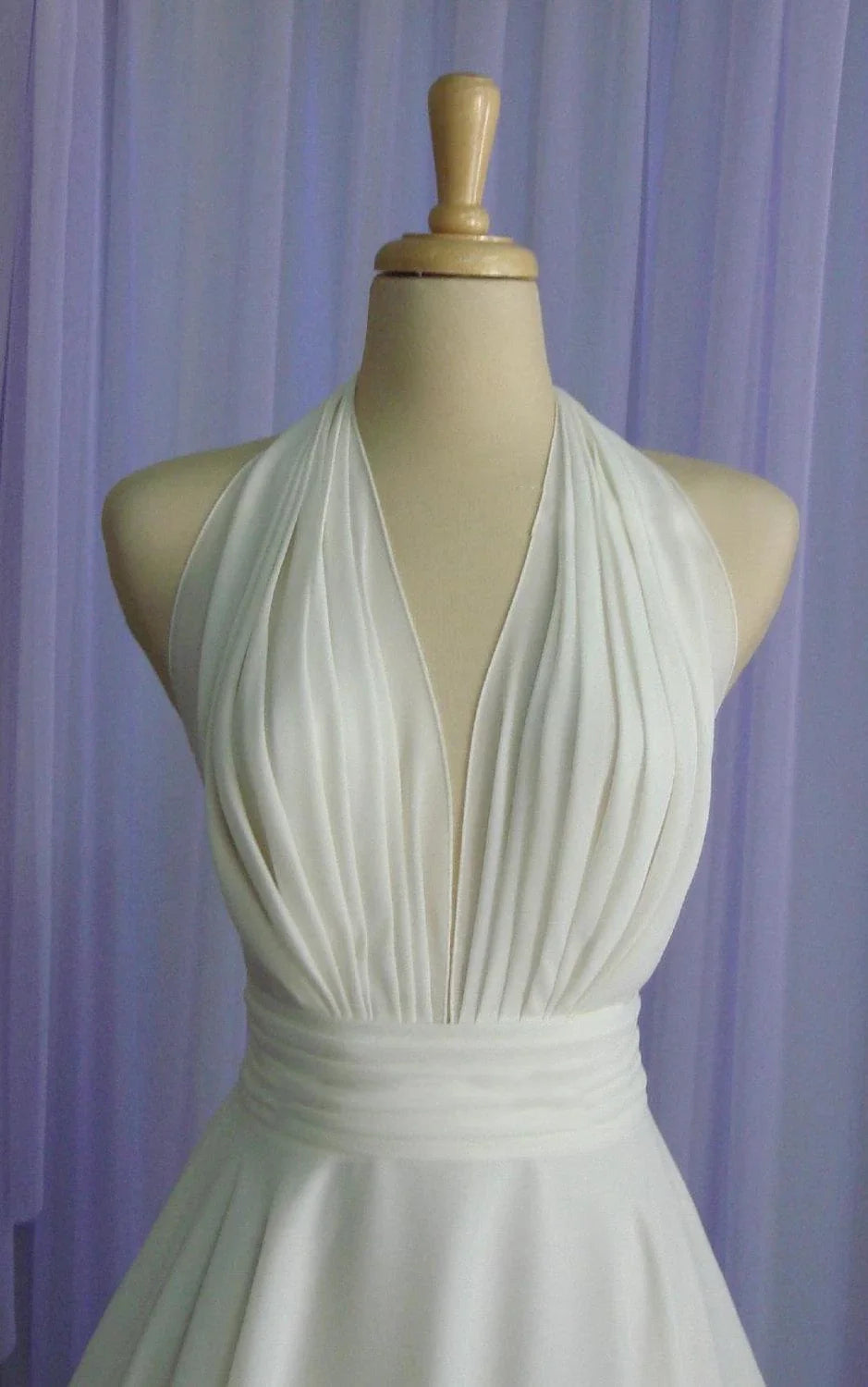 Sebella | Vintage Tea-Length Chiffon Wedding Dress With Halter Neck and Bow
