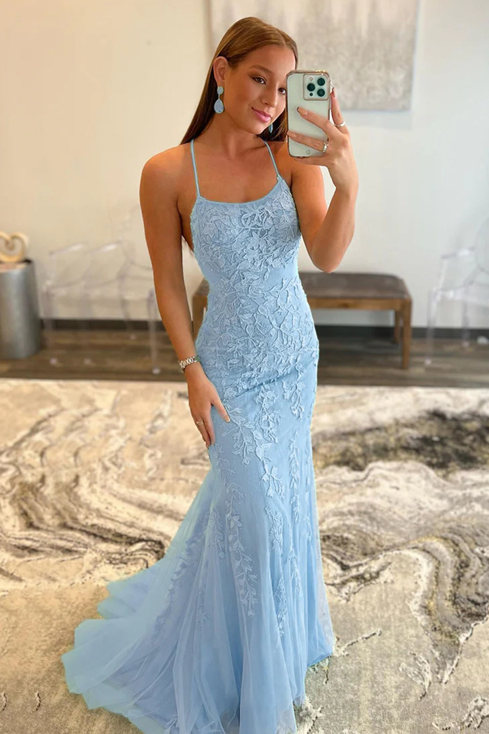 Lucille |Mermaid Spaghetti Straps Lace Prom Dress