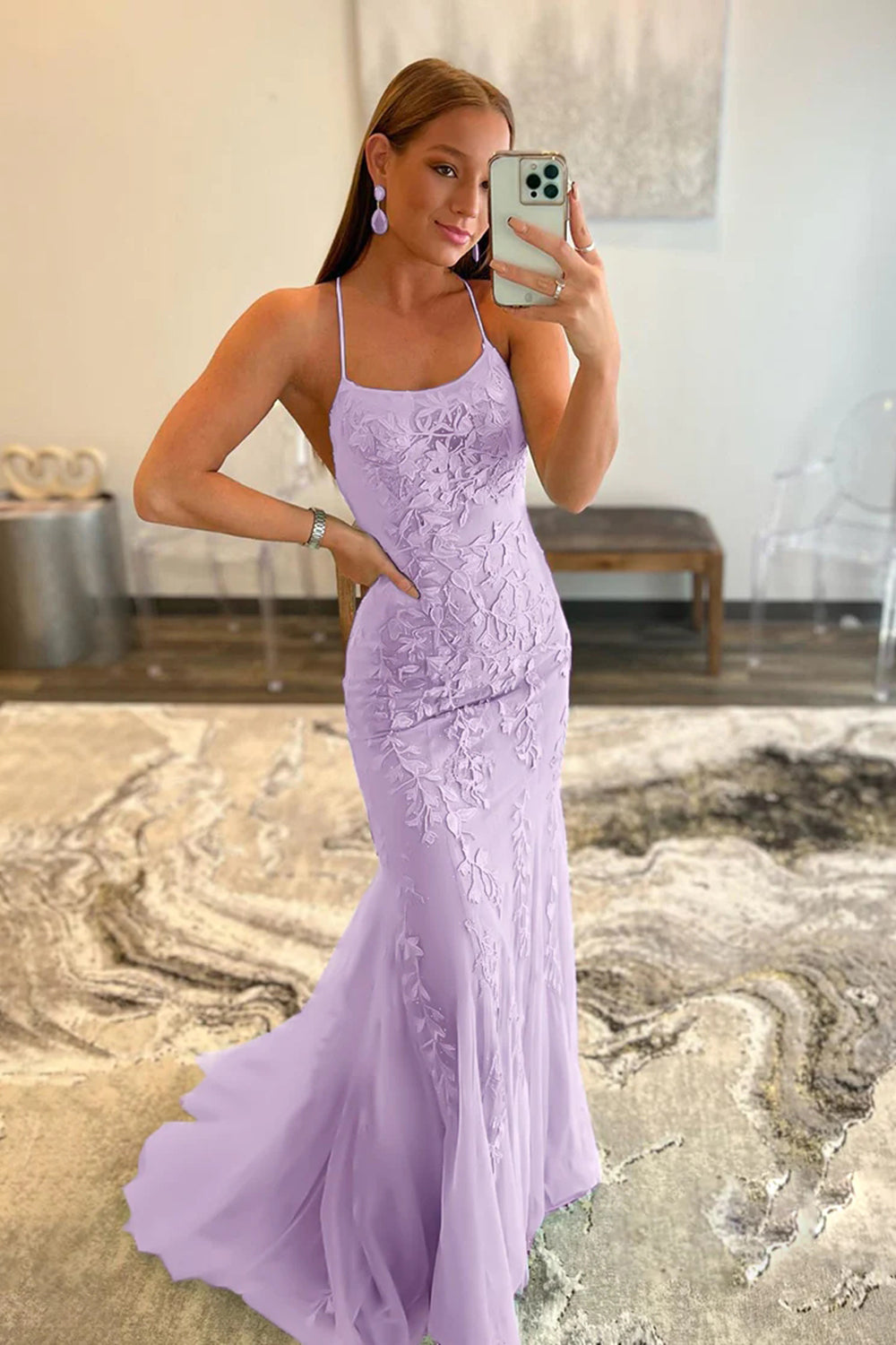 Lucille |Mermaid Spaghetti Straps Lace Prom Dress