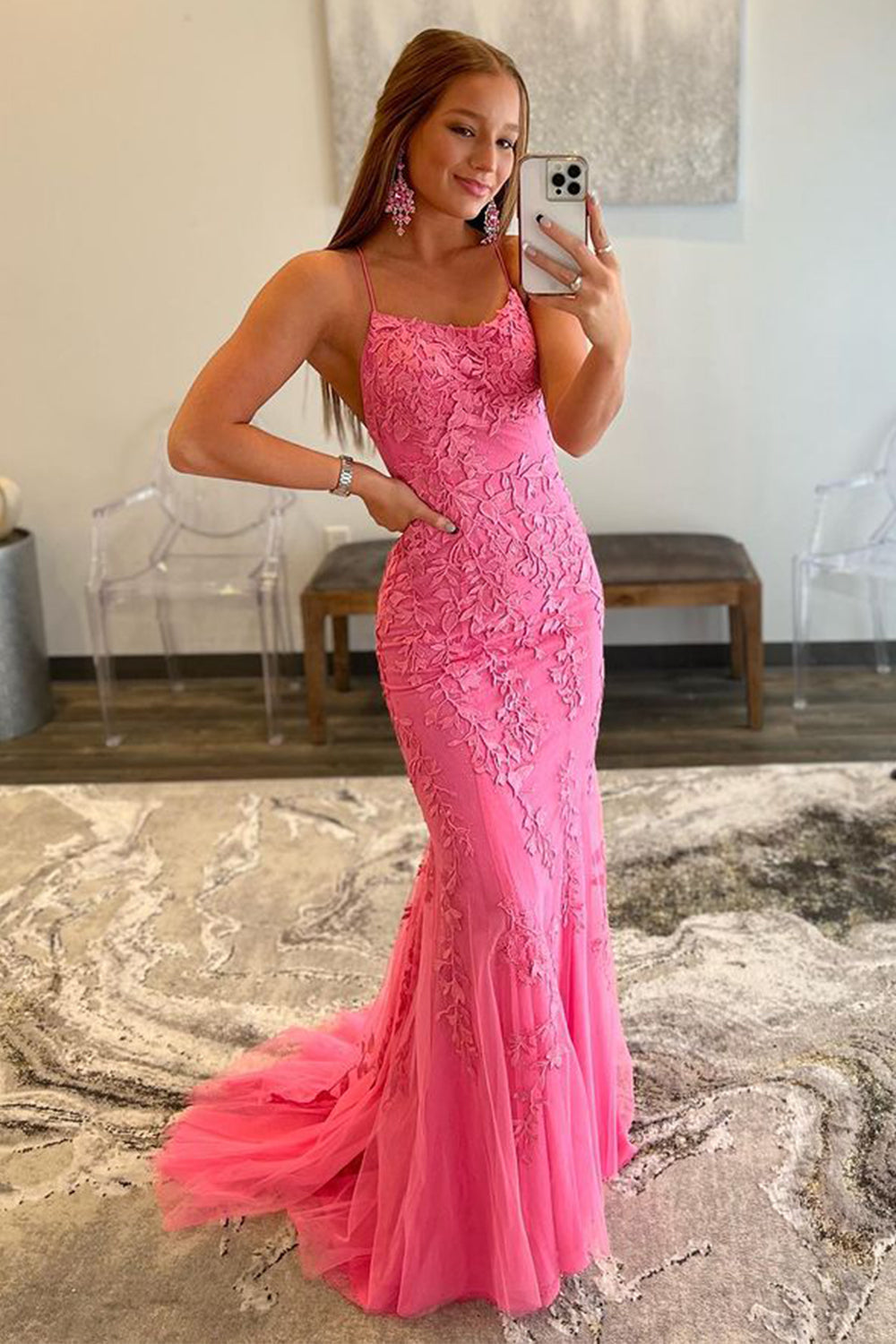 Lucille |Mermaid Spaghetti Straps Lace Prom Dress