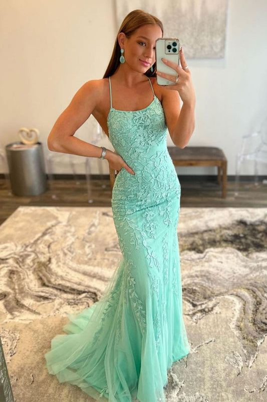 Lucille |Mermaid Spaghetti Straps Lace Prom Dress