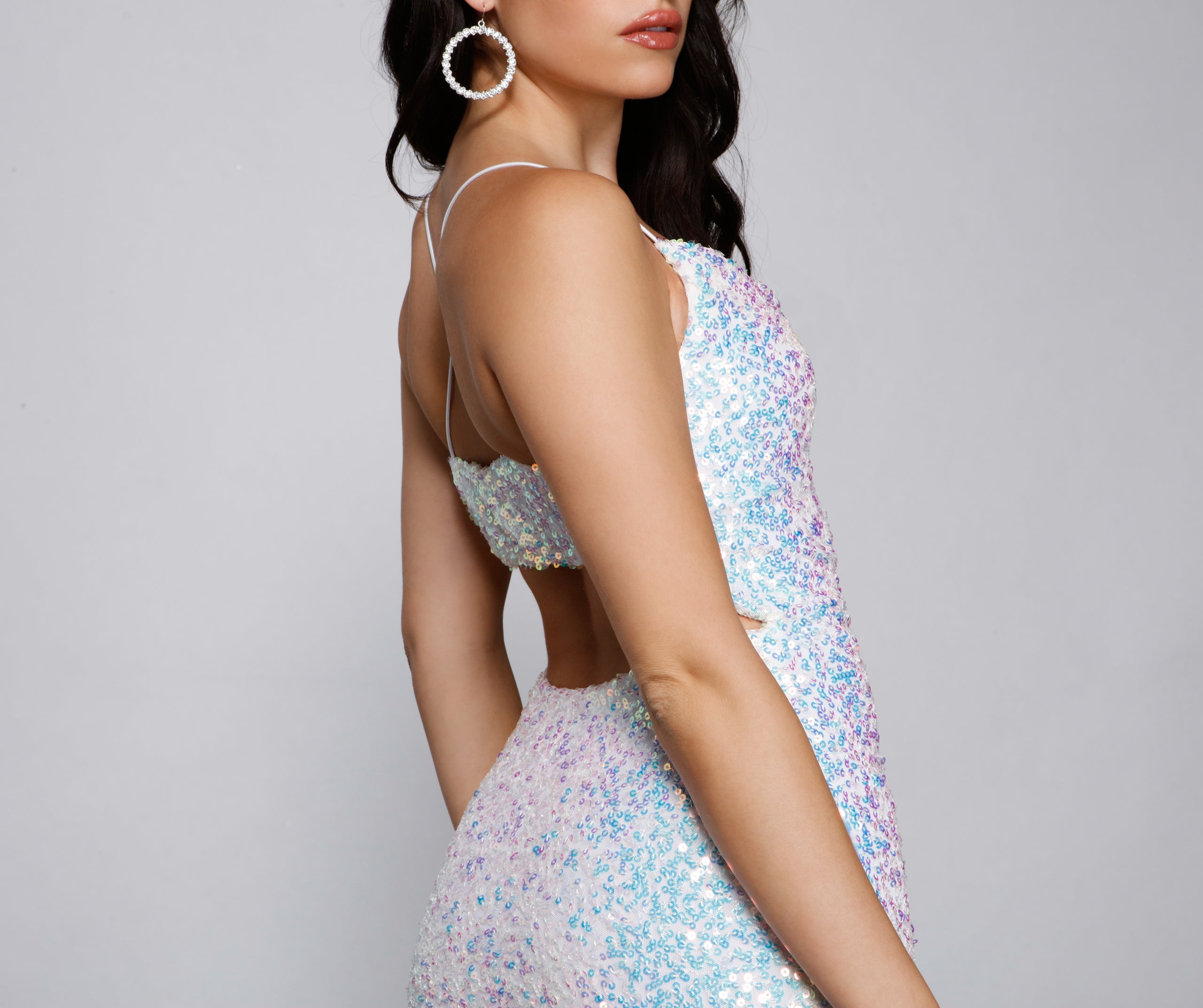 Allie Formal Sequin Open Back Dress