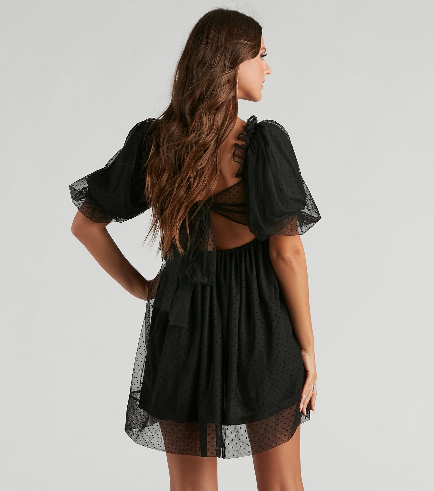Whimsical Muse Chiffon Swiss Dot Skater Dress