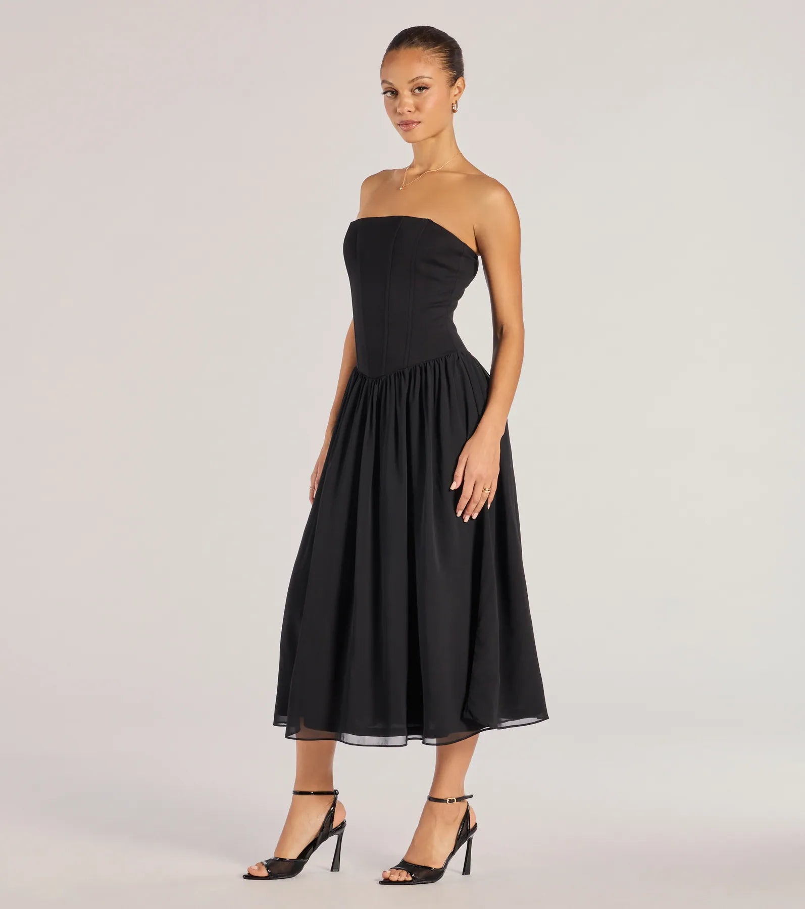 Stylish Moment Drop Waist A-Line Midi Dress