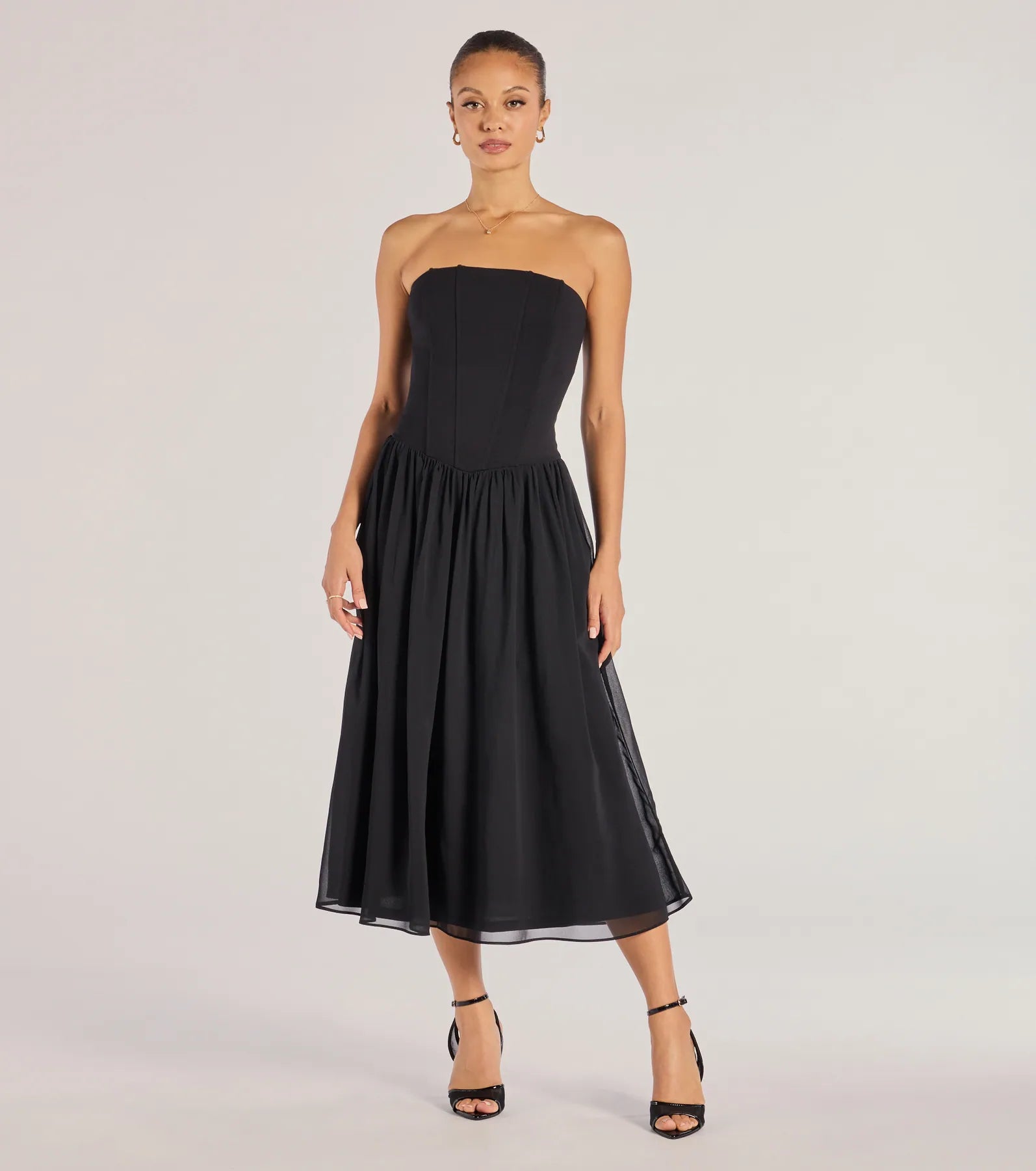 Stylish Moment Drop Waist A-Line Midi Dress