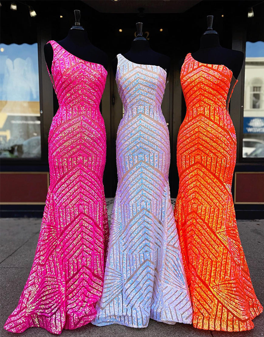 Yaretzi |Mermaid Unique One Shoulder Sequins Prom Dress