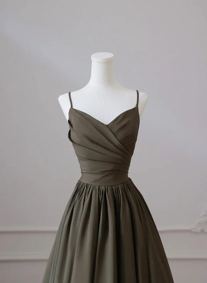 A-line Straps V-neckline Floor Length Party Dress, Long Prom Dress