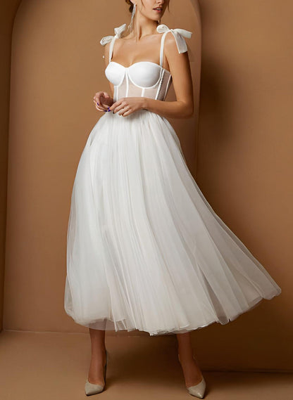 Sex Short White Wedding Dresses With Tulle Tea-Length