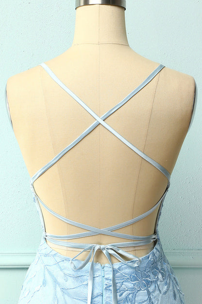 Light Blue Tight Homecoming Dress with Appliques
