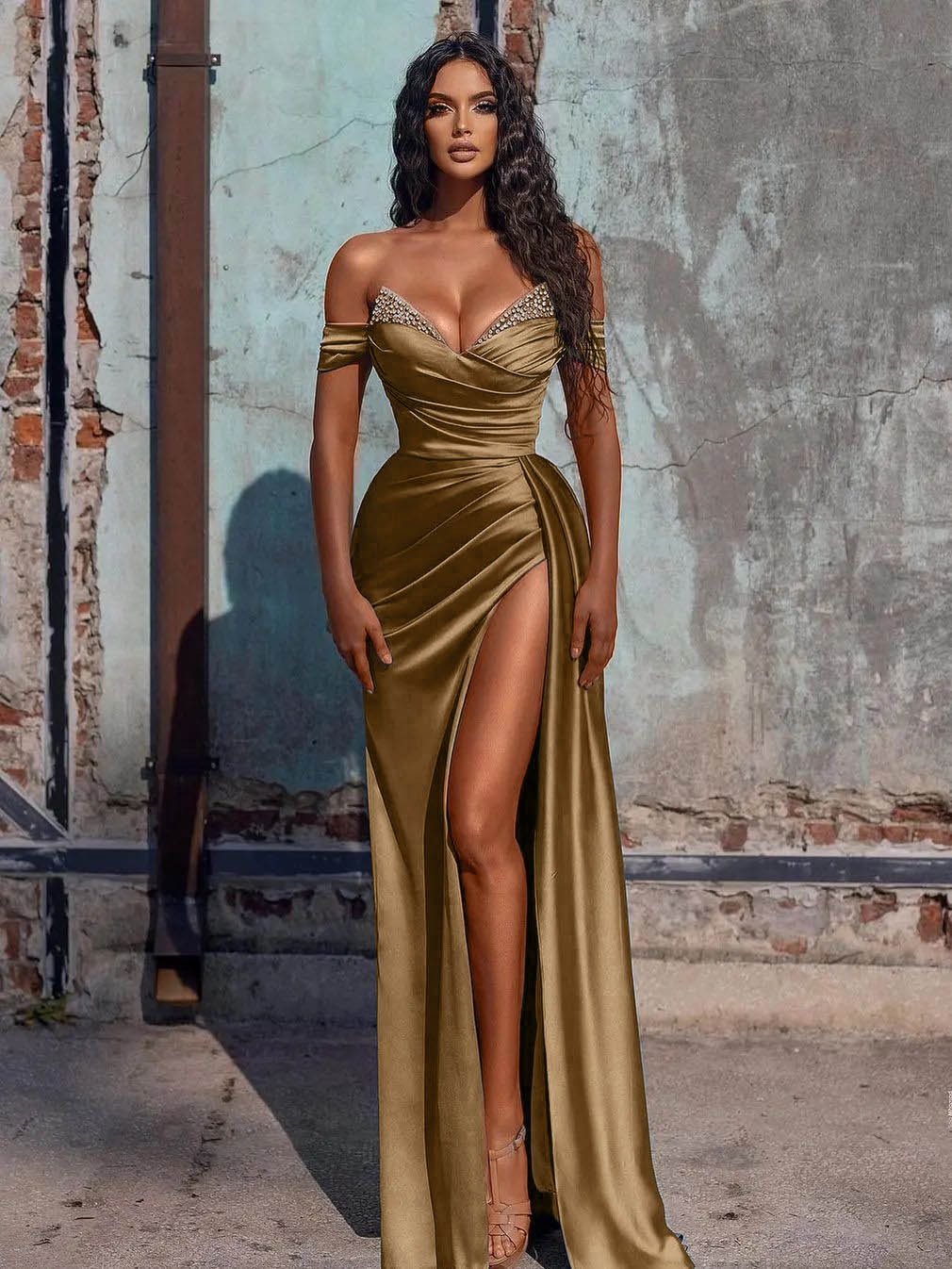 Adelaide |Mermaid Satin Long Prom Dress with Slit