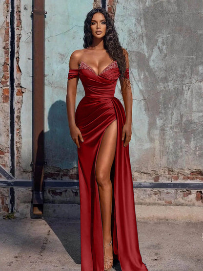 Adelaide |Mermaid Satin Long Prom Dress with Slit