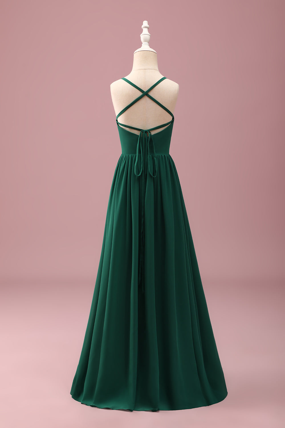 Dark Green Spaghetti Straps A-Line Junior Bridesmaid Dress