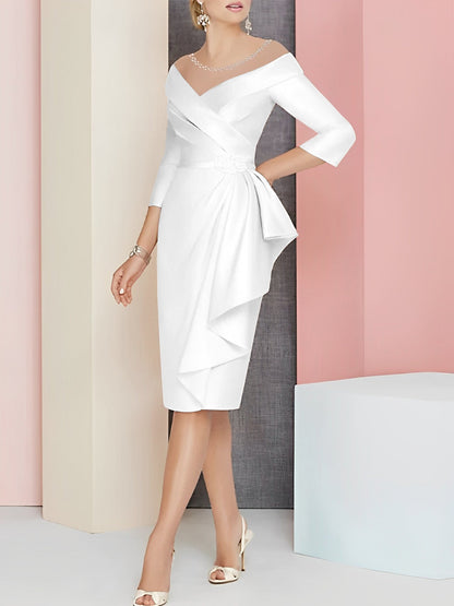 Sheath/Column V-Neck Knee-Length Mother of the Bride Dresses