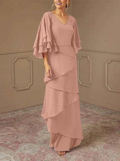 Sheath/Column V-Neck Mother of the Bride Dresses with Jacket