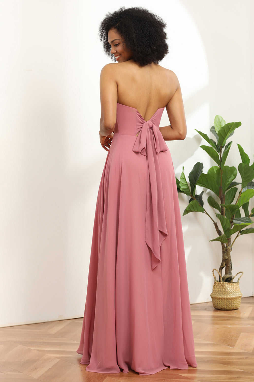 Chiffon A Line Blush Bridesmaid Dress