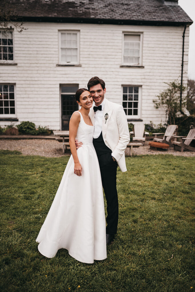 Reverie | Simple A-Line Square Neck White Satin Wedding Dresses